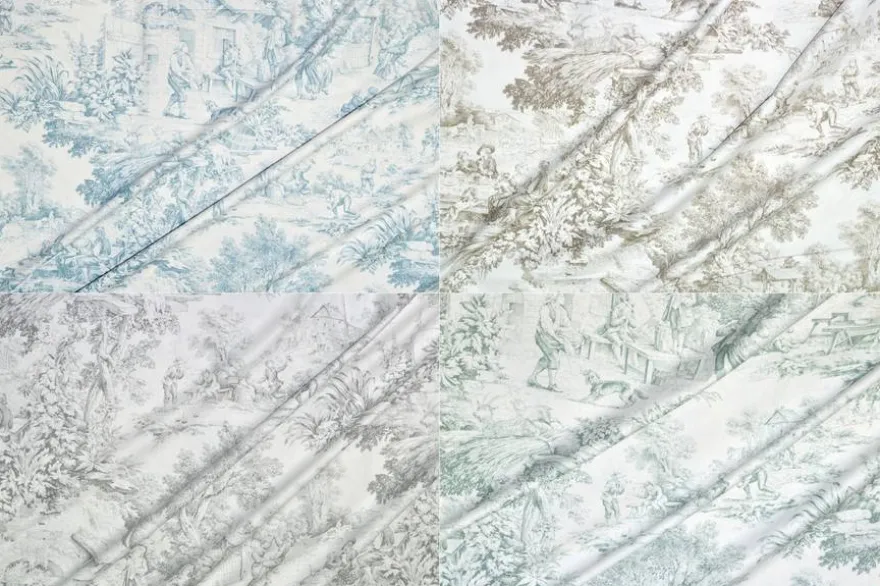 TESSUTO TOILE DE JOUY PURO COTONE PER LENZUOLA