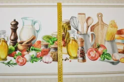 TESSUTO TOVAGLIA PURO COTONE DISEGNO CUCINA
