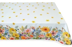 TESSUTO TOVAGLIA PURO COTONE DISEGNO FIORI MULTICOLOR