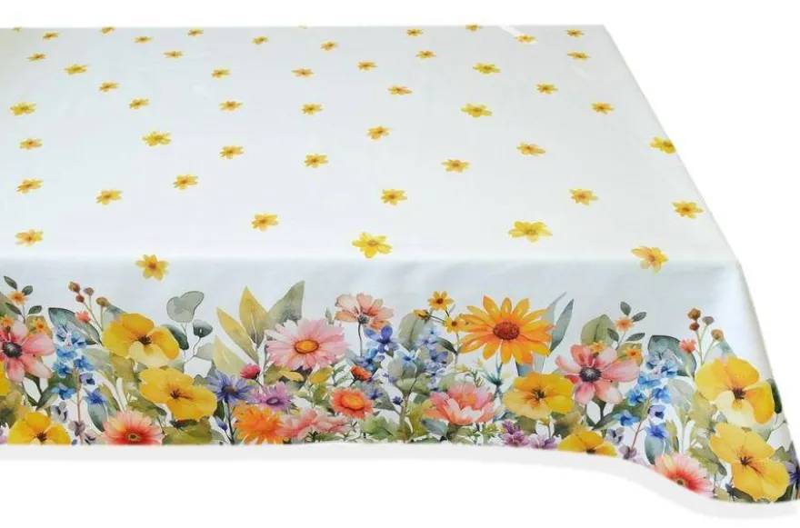 TESSUTO TOVAGLIA PURO COTONE DISEGNO FIORI MULTICOLOR