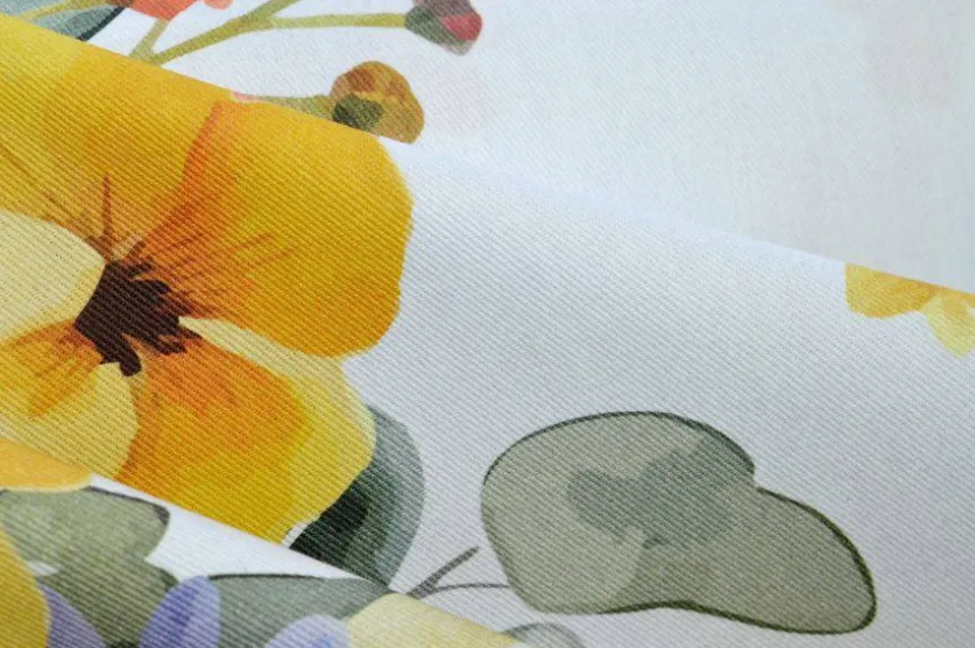 TESSUTO TOVAGLIA PURO COTONE DISEGNO FIORI MULTICOLOR