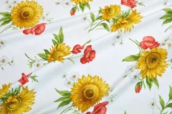 TESSUTO TOVAGLIA PURO COTONE DISEGNO GIRASOLI