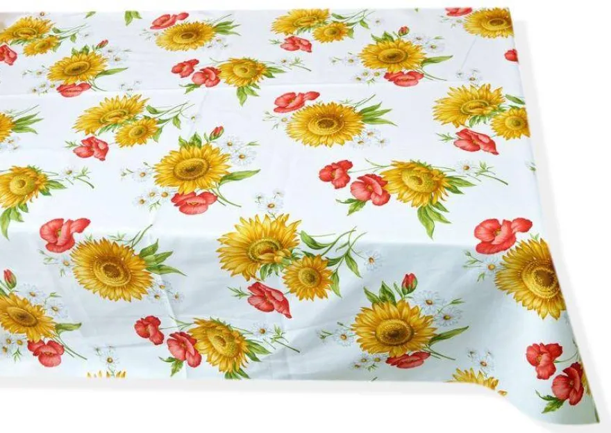 TESSUTO TOVAGLIA PURO COTONE DISEGNO GIRASOLI