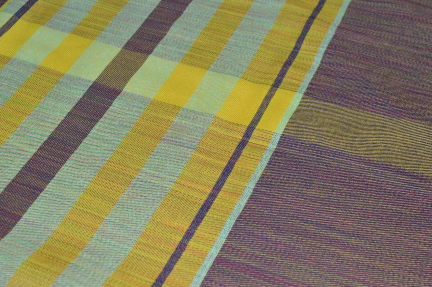 TESSUTO TOVAGLIA PURO COTONE SCACCO VIOLA
