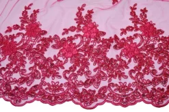TESSUTO TULLE RICAMATO CON PAILLETTES