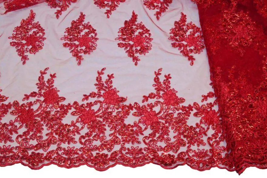 TESSUTO TULLE RICAMATO CON PAILLETTES