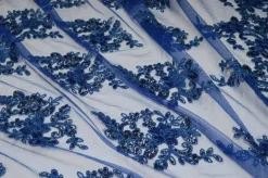 TESSUTO TULLE RICAMATO CON PAILLETTES