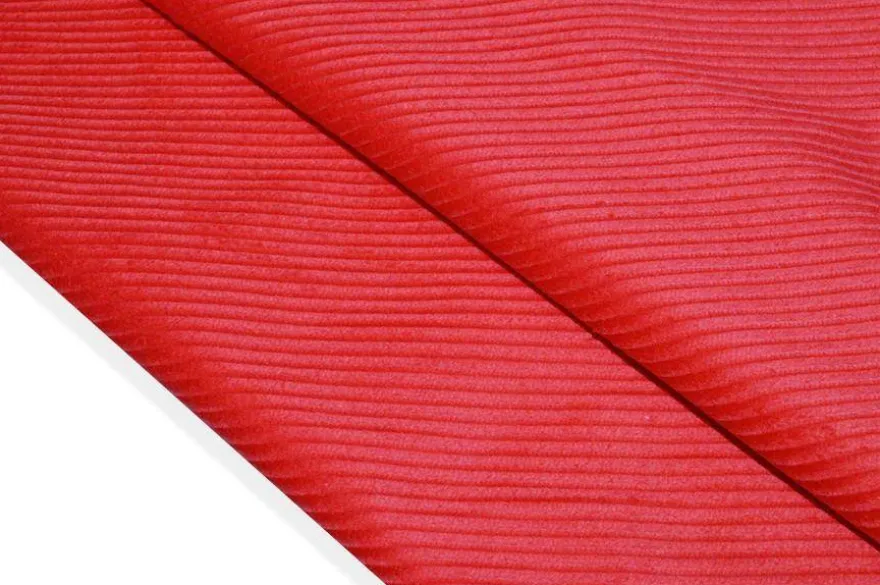 TESSUTO VELLUTO A COSTE 500 RIGHE ROSSO