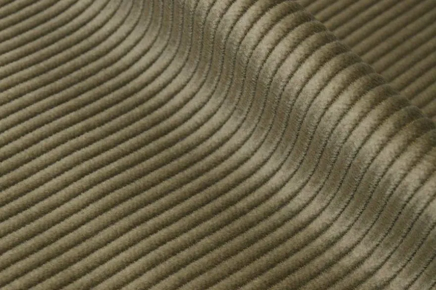 TESSUTO VELLUTO PURO COTONE A COSTE 450 RIGHE VERDE MILITARE