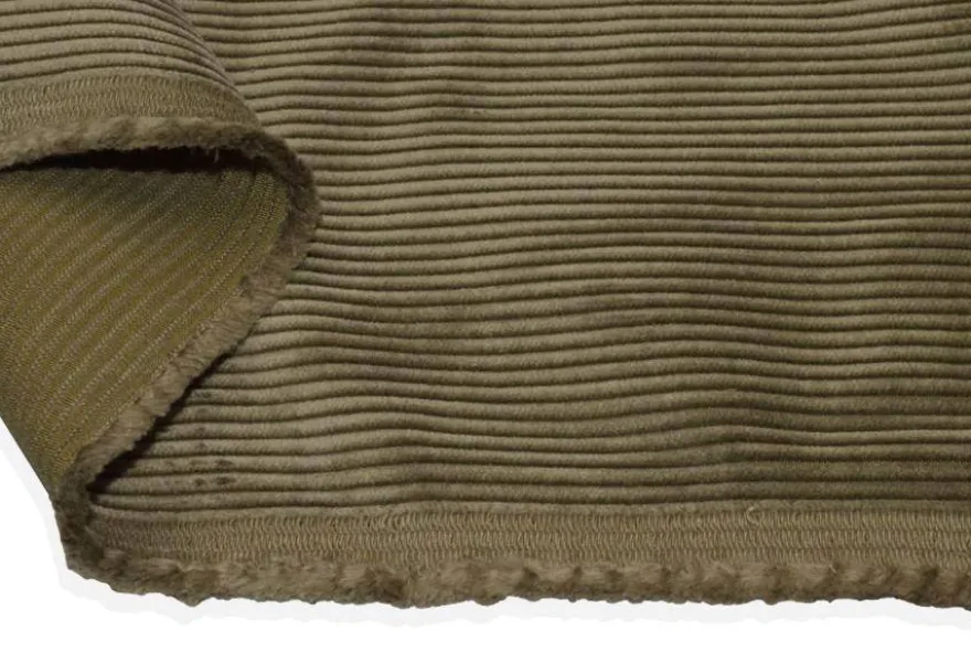 TESSUTO VELLUTO PURO COTONE A COSTE 450 RIGHE VERDE MILITARE