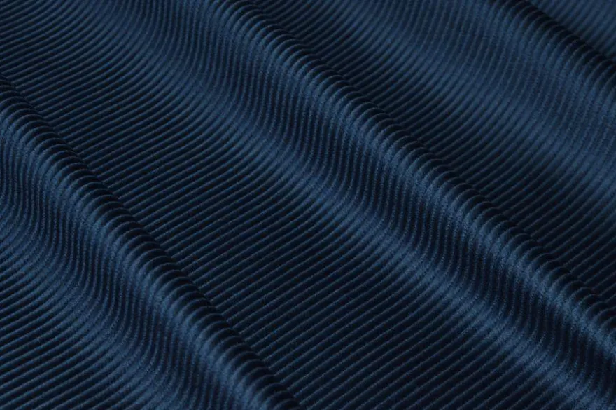 TESSUTO VELLUTO PURO COTONE A COSTE 500 RIGHE BLU