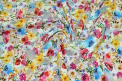 TESSUTO VISCOSA DEVORE' FIORE MULTICOLOR