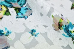 TESSUTO VISCOSA DEVOREH FIORE AZZURRO