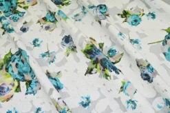 TESSUTO VISCOSA DEVOREH FIORE AZZURRO