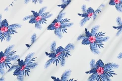 TESSUTO VISCOSA FANTASIA PALME AZZURRE