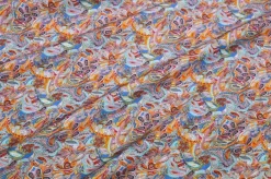 TESSUTO VISCOSA/LINO FANTASIA CASHMERE ARANCIO BLU