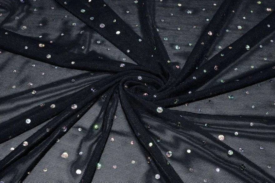 TULLE ELASTICIZZATO CON PAILLETTES