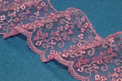TULLE RICAMATO ROSA ALTEZZA 7 CM