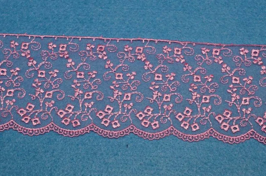 TULLE RICAMATO ROSA ALTEZZA 7 CM